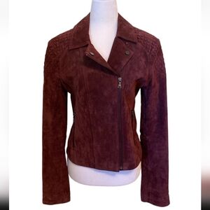Express Burgundy Suede Moto Jacket